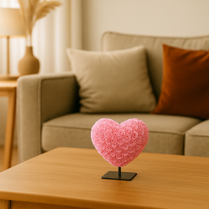 Herz DELUXE auf Ständer 15 cm – Hellrosa Schaum – in luxuriöser Geschenkverpackung 15 cm